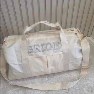 Cream Bridal Duffel Bag Bachelorette Wedding